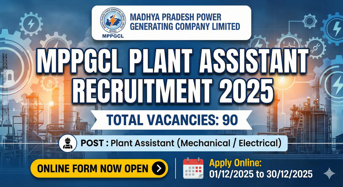 MPPGCL Plant Assistant Recruitment 2025