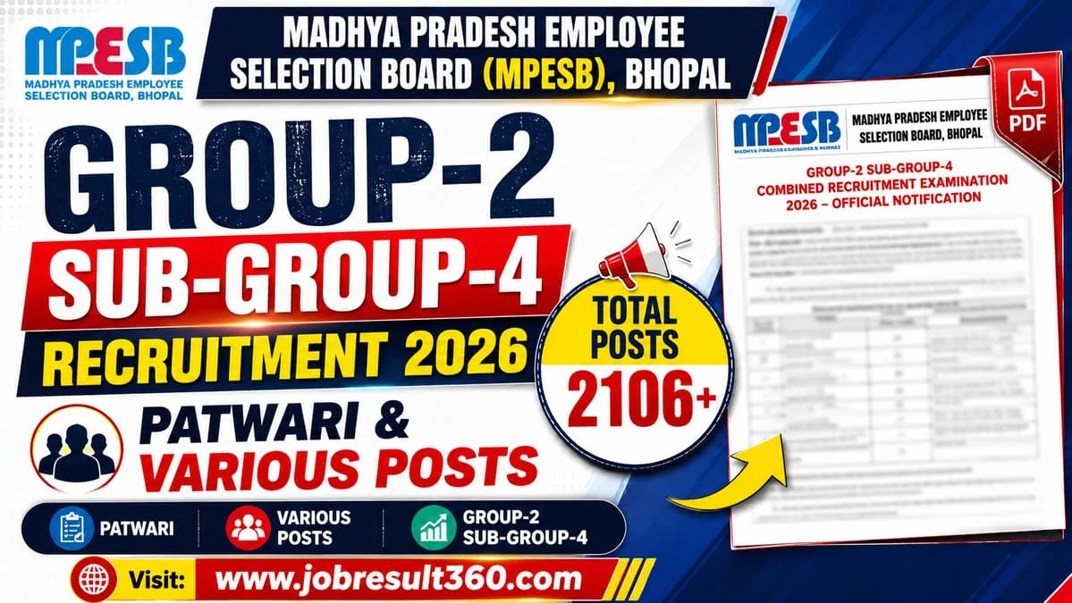 MPESB Group-2 Sub-Group-4 (Patwari & Various Posts) Vacancy 2026