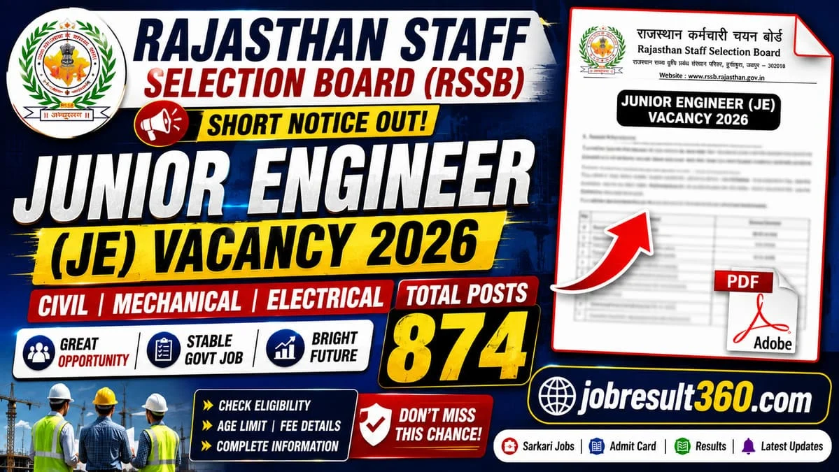 RSSB Junior Engneer JE Vacancy 2026
