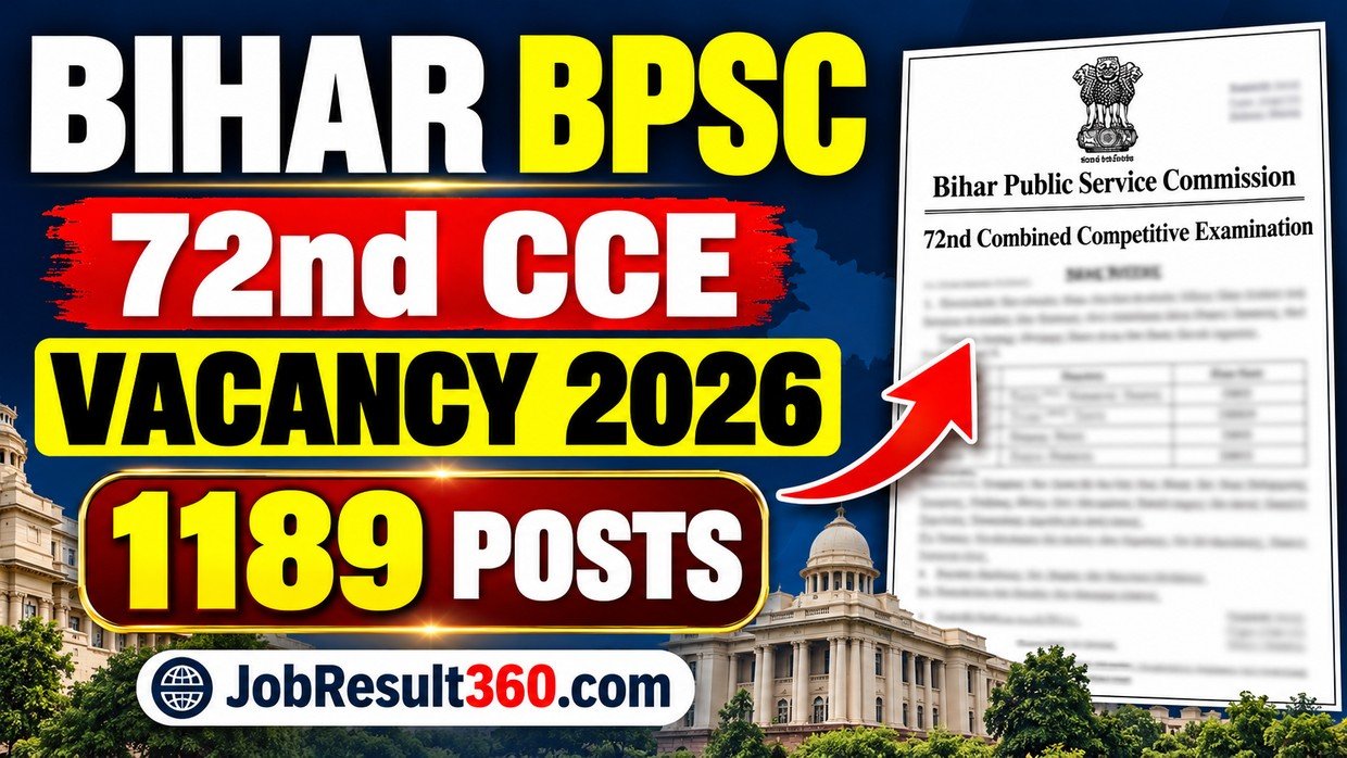 Bihar BPSC 72nd CCE Vacancy 2026 for 1189 posts