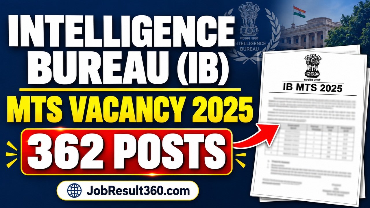 Intelligence Bureau IB MTS Vacancy 2025 for 362 posts – JobResult360