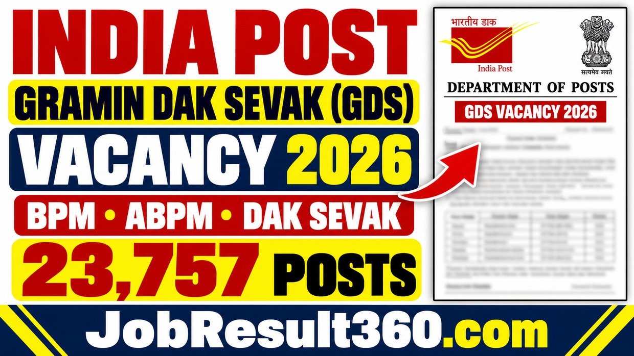 India Post GDS Vacancy 2026 for 23,757 BPM ABPM and Dak Sevak posts - JobResult360