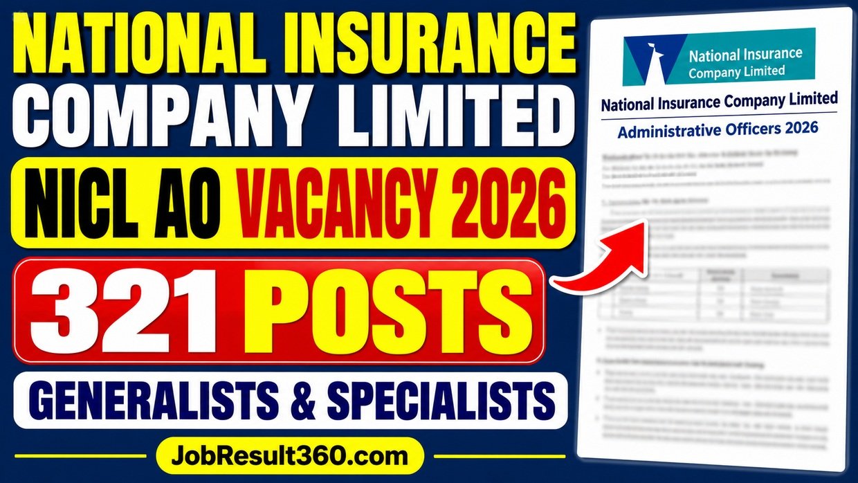NICL AO Vacancy 2026 - 321 Posts - JobResult360.com