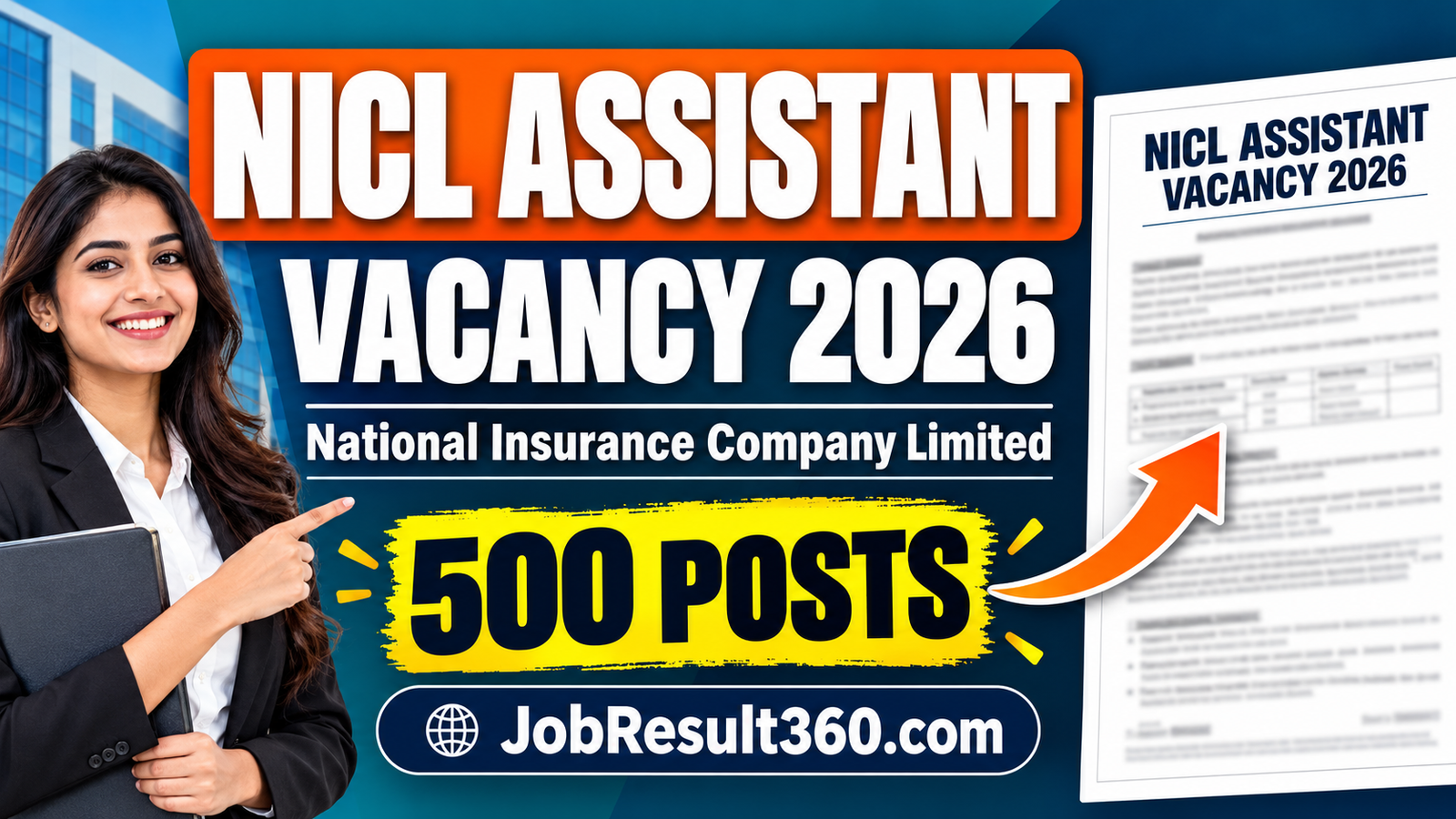 NICL Assistant Vacancy 2026, 500 posts – JobResult360.com