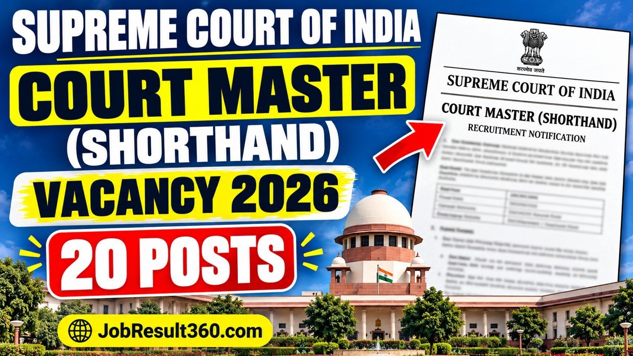 Supreme Court Court Master Shorthand Vacancy 2026 for 20 posts