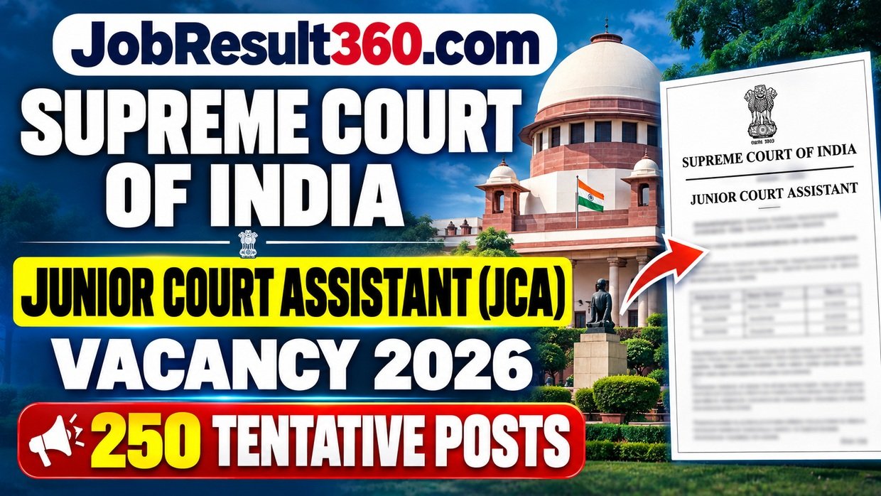 Supreme Court of India JCA Vacancy 2026 – 250 tentative posts